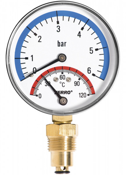TM80R - Termomanometru D.80 mm 1/2" radial, 0-6 bari, 120°C