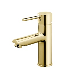 Baterie stativa lavoar Flusso cu ventil click-clack, auriu lucios
