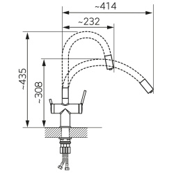 BFT41 - Baterie inalta pentru chiuveta cu apa FILTRATA, crom - Img 2