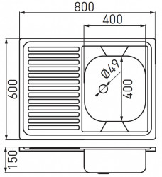 DR60/80LTS,H - Chiuveta ova si picurator 60x80 cm, texturat - Img 2