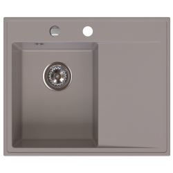DRGS-L/50/60TU - Chiuvetă bucătărie din granit cu o cuvă și picurător, 50 × 60 cm, bej-gri
