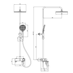 FD1-ZFR-7USET1-33 - ZAFFIRO, Coloana de dus cu baterie cada/dus