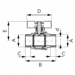 KFPN2 - Robinet trecere 3/4`` sfera fluture PN30, FE-FE, F-Power - Img 2