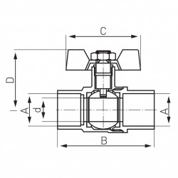 KPL31 - Robinet trecere din alama sfera si fluture PN25, D.18 mm pt. sudura teavapru - Img 2