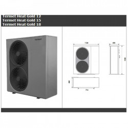 Pompa de caldura aer apa, monofazata, Termet Heat Gold 12 DC, 12 kW, Wi-Fi, A+++, agent frigorific R32, incalzire, racire, 230 V - Img 2