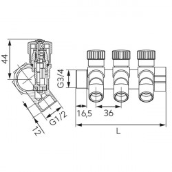 RDW200300 - Distribuitor sanitar modular 3/4"x1/2" 3 circuite - Img 2
