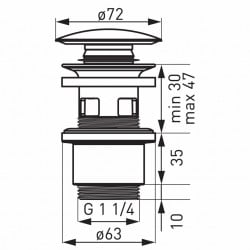 S288PPCB - Ventil click-clack dop ceramic negru D1 1/4``, cu preaplin - Img 2
