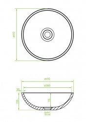 VRR1621T - Lavoar granit rotund fara preaplin Ø410x135 mm , alb - Img 3
