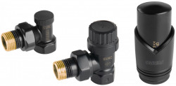 ZTM31BL - Set robineti radiator coltari 1/2" tur termostatic+retur+cap termostat GT34, negru