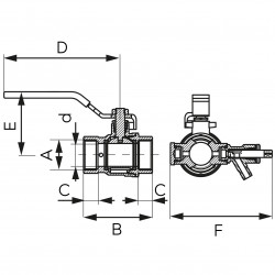KFPW3 - Robinet cu bila 1`` F-Power cu stut de golire, aerisire manuala si dop - Img 2