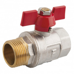 KM11 - Robinet trecere din alama pt. apa PN25, 1/2" FI-FE sfera si fluture - Img 1