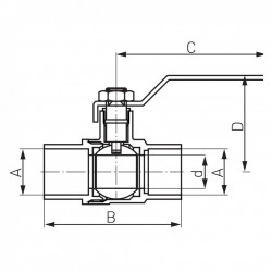 KPL5 - Robinet trecere din alama sfera si maneta PN25, D.28 mm pt. sudura teavapru - Img 2