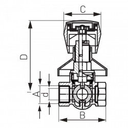 KPP2P - Robinet trecere din alama ingropat PN25, 3/4" FI-FI sfera, maner si ornament crom - Img 2