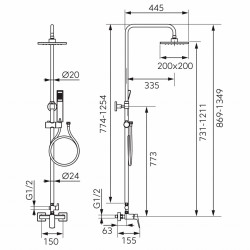 NP81-BVI7UVL-BL - Set 2 in 1 Vitto VerdeLine: baterie perete dus BVI7UVL si set complet dus, negru - Img 2