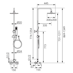 NP81-BVI7UVL - Set 2 in 1 Vitto VerdeLine: baterie perete dus BVI7UVL si set complet dus, crom - Img 2