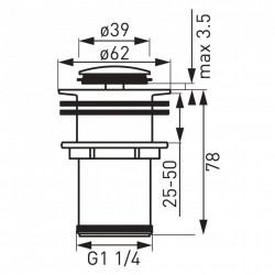 S283B - Ventil click-clack universal D1 1/4``, fără preaplin - Img 2