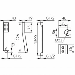 U155G - Set para dus 1 functie cu suport reglabil si furtun flexibil, auriu - Img 2