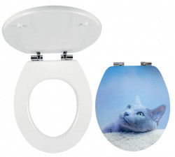 WC/SOFT3D - Capac WC din MDF inchidere lenta, decor pisica - Img 1