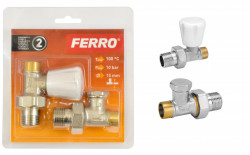 ZGL01 - Set robineti radiator tur/retur drepti 1/2"x 15mm lipire
