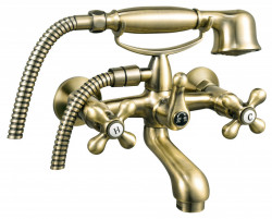 BAI11BR - Baterie perete cada/dus Antica, bronz accesorii
