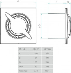 QB100T - Ventilator Axial Prete Aerauliqua Timer Fi100 - Img 2