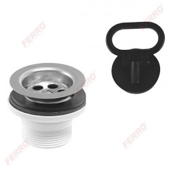 439,P - Ventil Lavoar Din Plastic 1 1/4" Gratar Inox Si Dop