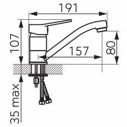 BIS2A - Baterie Stativa Lavoar Isso, 19Cm, Crom Pipa Mobila - Img 2