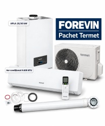 Pachet Termet APLA 25/30 kW pentru încălzire și climatizare, aer condiționat 9.000 BTU și kit de evacuare
