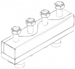 RSHI03 - Distribuitor otel izolat 3 circuite D. 1 1/2", Q= 3m³/h schimbator hidraulic incorporat - Img 2
