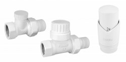 ZTM30WH - Set robineti radiator drepti 1/2" tur termostatic+retur+cap termostat GT30, alb