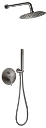 BCK7PGM-SET1-S - Set 5 in 1 Ciriculus: baterie incastrata dus cu cap dus fix, pars dus mobila, furtun flexibil si racord, Gun Metal