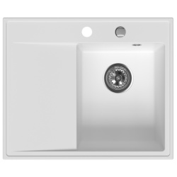 DRGS-R/50/60WH - Chiuvetă din granit cu o singură cuvă și picurător, 50 × 60 cm