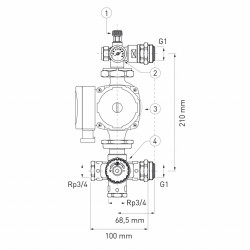 GM60GPA - Grup de amestec pt. incalzire in pardoseala pt. colectori 1”cu vana 4 cai termostatata si pompa GPA II 25‑6‑130 - Img 2