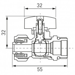 KPEX16 - Robinet sferic din alama FE 1/2"x16 mm tevi multistrat fluture rosu - Img 2