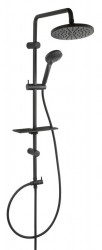 NP23-BL - Set Dus Ferro Rainfall `Rondo Lux` Rotund, Negru Mat