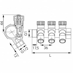 RDW200400 - Distribuitor sanitar modular 3/4"x1/2" 4 circuite - Img 2