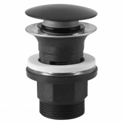 S289BL-B - Ventil lavoar din PP dop rotund din alama, negru, cu preaplin