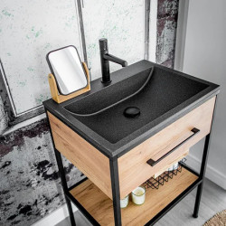 VGA1710T - Lavoar granit cu preaplin 600x440x122 mm, negru-grafit - Img 3