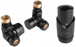 ZTO30BL - Set robineti radiator axiali 1/2" tur termostatic+retur+cap termostat GT34, negru - Img 1
