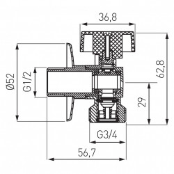 CF3016 - Robinet masina de spalat 1/2"x3/4" sfera si supapa de sens,crom - Img 2