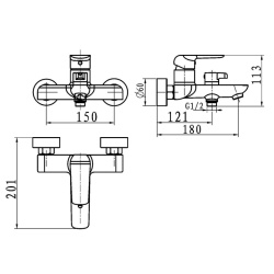 NB1-ATR-1-22 - Baterie Perete Cada-Dus Ferro Atria, Cartus Ceramic, Black - Img 2