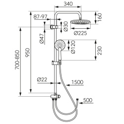 Pachet complet dus FERRO – baterie perete STRATOS si sistem dus PREMIUM dual cu cap fix si para de mana - Img 5