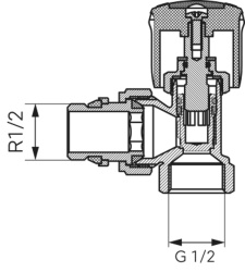 ZG5YU - Robinet tur colțar 1/2`` pentru radiator cu garnitura si presetupa - Img 2