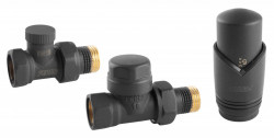 ZTM30AT - Set robineti radiator drepti 1/2" tur termostatic+retur+cap termostat GT33, antracit
