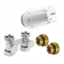 ZTV07 - Set robinet radiator termostatic dublu drept 3/4 + cap termostatat GT11 alim. din pardoseala - Img 1