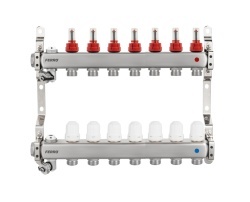 FC-RZPU07SR - Distribuitor-colector 1" inox,tip RZPU,7 circuite/căi