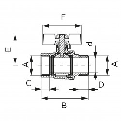 KFPM21 - Robinet trecere 3/4`` sfera fluture PN30, FI-FE, F-Power - Img 2