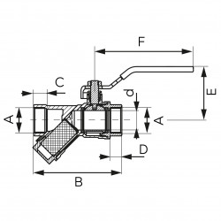 KFPZF1 - Robinet trecere sfera filtru Y PN16, 1/2" FI-FI, F-Power - Img 2