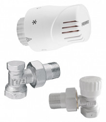 ZTMN02 - Set robineti radiator coltari 1/2" tur termostatic+retur+cap termostat - Img 1