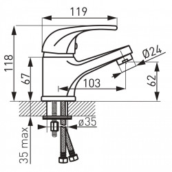 BVA2-LB - Bateria stativa lavoar Vasto Leed Breeam, crom ventil (termen livrare 21 zile) - Img 2